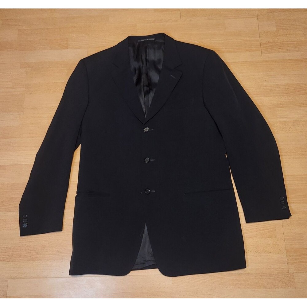 Mens Ermenegildo Zegna Soft Sport Coat Jacket Size 46L Black Wool Cashmere